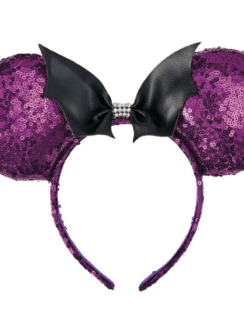 Disney Halloween Bat Minnie Mouse Ears Headband Sequin Purple